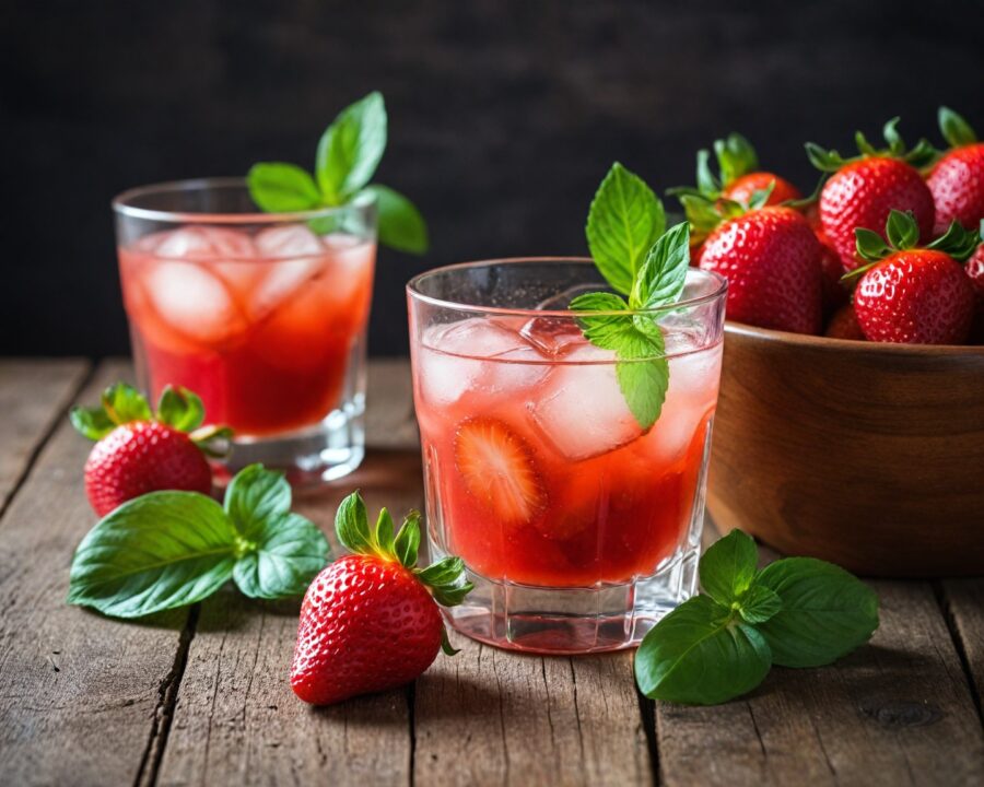 Receita de caipirinha com morango e manjericão fácil