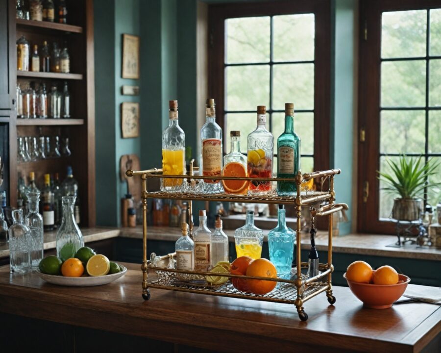 Como montar uma estação portátil de bar em casa