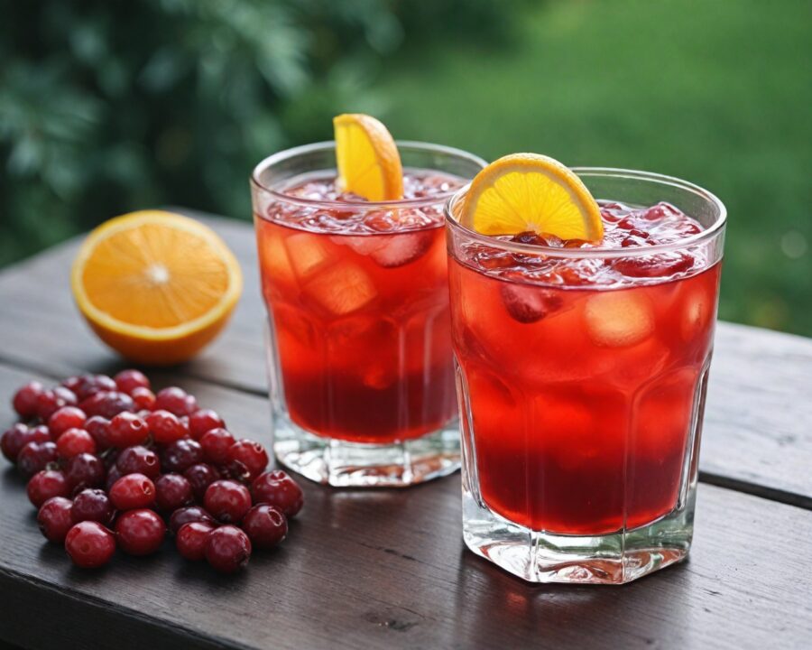 Receita fácil de drink sem álcool com cranberry e laranja